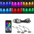 Set lampi decorative, RGB, proiectoare zi DRL, 40x19mm, 1-12V, 4buc RGB, joc lumini, conectare telefon, W14552-1-12V