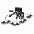 Proiector stroboscopic 2 LED-uri, set 8 bucati, cu clips, 12V, 30W, rosu, VS-02-B-8 