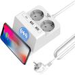 Prelungitor 2 prize cu USB, 2xA,1xC, cu incarcare wireless, cablu 2m, EXTS-2S2M-PROT/USBC3W-Well