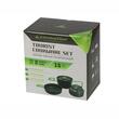 Set vase gatit camping, outdoor, 15 componente, cu oala, tigaie, ceainic, tacamuri, pahare, carabine, pentru 2 persoane 83006 Carmotion
