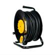 Prelungitor derulator cu tambur metalic, 4 prize, capac cu protectie copii, 50m, 3x2.5mm², Hepol