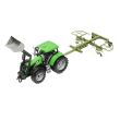 Tractor verde jucarie incarcator frontal+utilaj grebla Farm Truck cr21v
