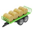 Tractor albastru jucarie cu incarcator frontal si remorca pentru baloti Farm Truck