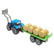 Tractor albastru jucarie cu incarcator frontal si remorca pentru baloti Farm Truck