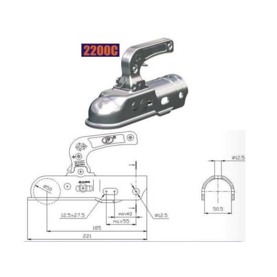 Cuplaj remorca 2300kg rotund 50.5mm BC2300c Steelpress SPP