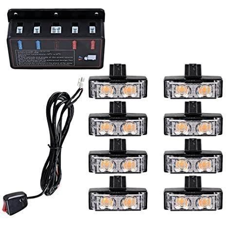 Proiector stroboscopic 2 LED-uri, set 8 buc, Clips 12V, 30W, galben VS-02-B-8
