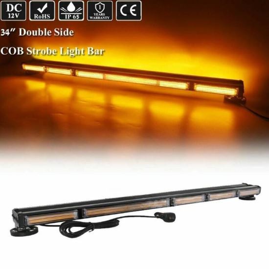Girofar rampa transversala 87x10cm, h 6cm, 2x6 modul COB LED,12/24V, galben, SLIM 8237-6