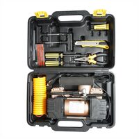 Trusa compresor auto, 2 cilindrii, cu 7 accesorii, 12V, 10bar, 45l/min, cu lanterna, BK79239 