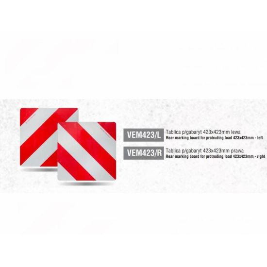 Placa reflectorizanta Gabarit depasit ALB/ROSU, Dreapta 42.3x42.3cm Mvm Vem0423/R