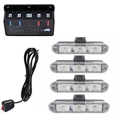 Proiector stroboscopic 3 LED-uri, set 4 bucati, cu clips, 12-24V, 4W, galben, 7x1.3cm 104519/3