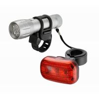Set far cu lampa spate bicicleta, 9 LED-uri fata, 3 LED-uri spate, Carco 68424