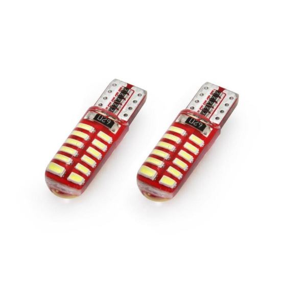 Set 2 becuri T10, 24 LED-uri SMD 3014, 12V, W5W, 1.9W, CANBUS 01444 Amio