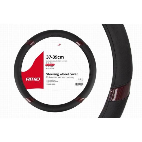 Husa volan 37-39cm, neagra cu 4 dungi mahon, SWC-19-M, 01696 Amio