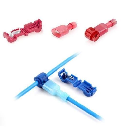 Mufa, conector rapid tip T, 0,5-1mm2, 10A, rosii, 5 bucati, 02343 Amio