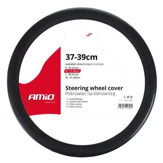 Husa volan 37-39cm, carbon, gri, lacuita, 01695 Amio