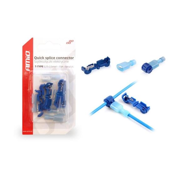 Mufa conector rapid tip T, cablu 0,75-2.5mm2, 15A, 5 bucati 02344 Amio