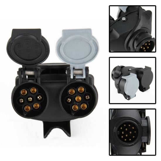 Adaptor priza rulota, remorca,  in Y 13>2x7, din fisa 13 pini in 2 prize x 7 pini N / S 12034 