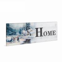 Tablou peisaj iarna, 19 LED-uri, 30x70cm, Family Pound 58019B