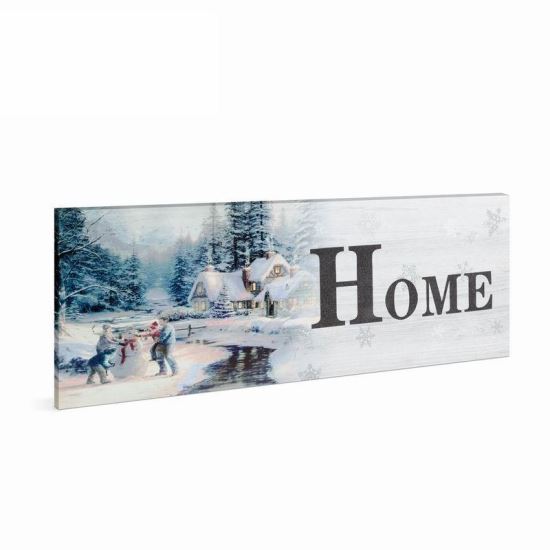 Tablou peisaj iarna, 19 LED-uri, 30x70cm, Family Pound 58019B