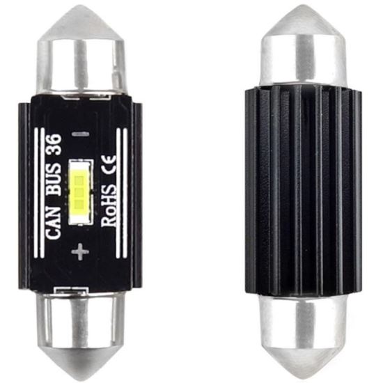 Set 2 becuri sofit 12V/24V C5W 36mm 1 LED tip SMD 1860, UltraBright, CANBUS 02442 Amio