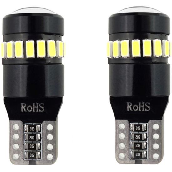 Set 2 becuri T10, 19 LED-uri tip SMD3014, 12-24V, W5W, cu LUPA CANBUS 02446 Amio