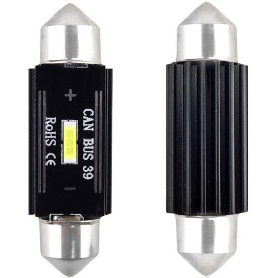 Set 2 becuri sofit 12V/24V C5W 39mm 1 LED SMD1860 UltraBright, CANBUS 02443 Amio