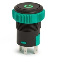 Intrerupator ON/OFF revenire, iluminat LED verde, GLZ 09153GR