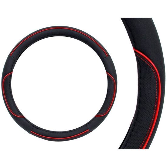 Husa volan 37-39cm neagra, cusatura rosie, 01362 AMIO