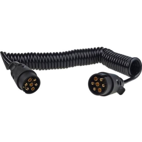 Cablu electric spiralat cu prize 7PIN 12V, max 6 m, 02390 Amio
