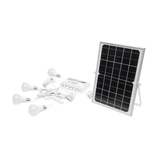 Panou solar 12W, sistem cu baterie 6.4V-5000ah, 4 becuri LED, 1 usb, BK69218