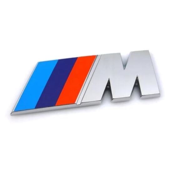 Ornament emblema metalica M Power pentru spate cu adeziv, cromata
