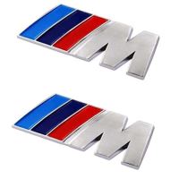 Ornament emblema metalica M Power cu adeziv, set 2 bucati
