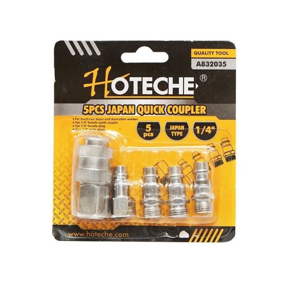 Set 5 piese, mufe rapide pentru scule pneumatice cuple Japan, 1/4" Hoteche A832035