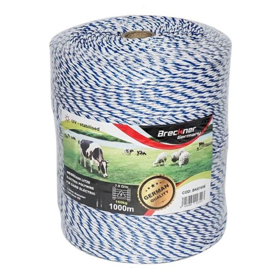 Rola fir alb-albastru fi3, 3x0.2mmSS, 1000m 7.8 Ohm/m pentru gard electric, BK87656