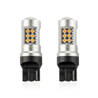 Set 2 becuri semnalizare T20, 24 LED-uri SMD3030, 12-24V, WY21W CANBUS galben, 02578 Amio