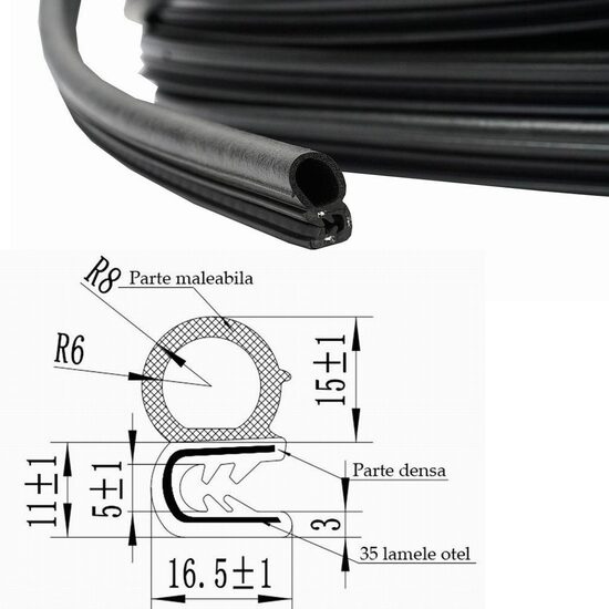 Cheder universal, cu interior 5.0mm, lat 2.8cm, rola10m,cu insertie lamele otel, Bk BN34-10