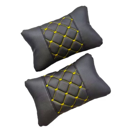 Perna tetiera sustinere gat, negru cusatura galbena, set 2 bucati, 50923-11