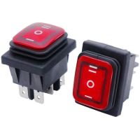 Intrerupator ON/OFF/ON, rezistenta la apa, LED, rosu, 16A/250V GESIBO KCD4