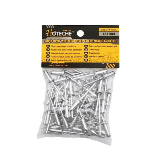 Popnit din aluminiu 4.8x12.7mm, punga 50 de bucati, 161004 Hoteche