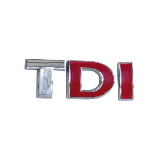 Ornament emblema metalica adeziva, TDI (T crom, DI rosu)