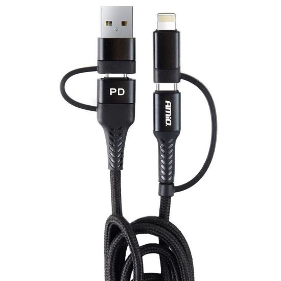 Cablu incarcator 2 USB, Combo TipC si Apple 1m FullLINK UC-15, 02547 Amio