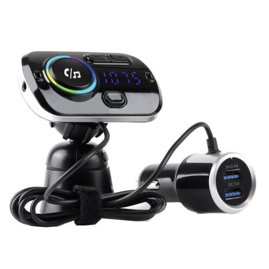 Transmitator FM modulator MP3 cu 2 USB si fir, prindere grila, 02497 Amio