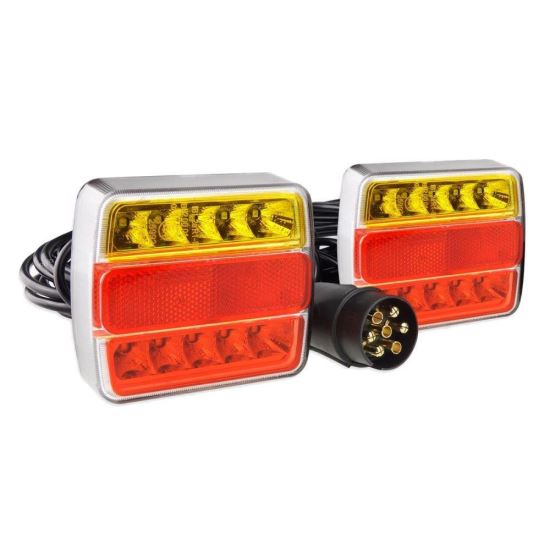Kit lampi remorci 100x90, LED, cablu 7.5m, cu magnet, iluminare numar, 02141 Amio