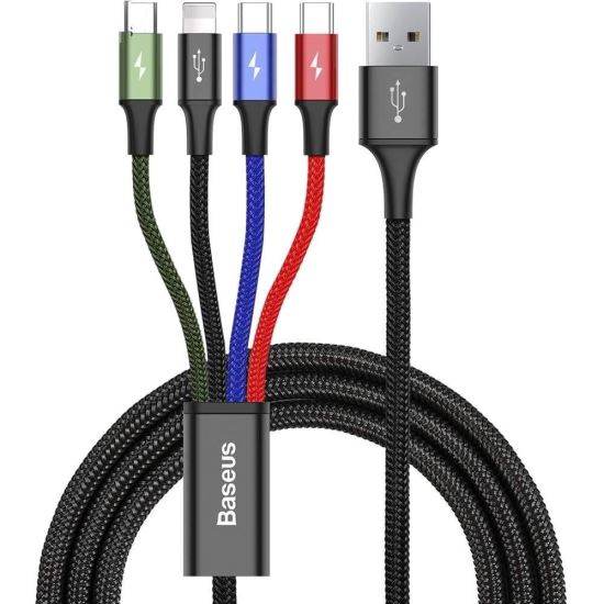 Cablu incarcator 4 USB-Combo, 2 TipC cu MicroUSB si Apple 1.2m color, 27849 Baseus