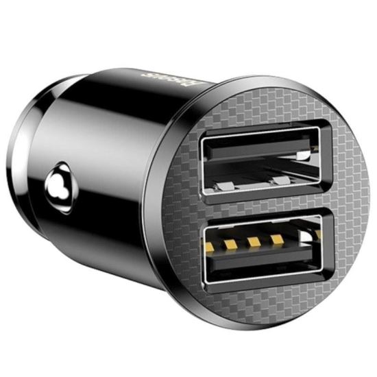 Incarcator auto 2 USB, 12/24V, 2x2.1A , max 3.1, Carbon GrainCar 27651 Baseus