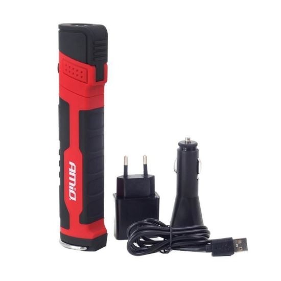 Lanterna lucru LED cu acumulator, 40cm, 12/24V 220V, USB, magnet, 02172 Amio