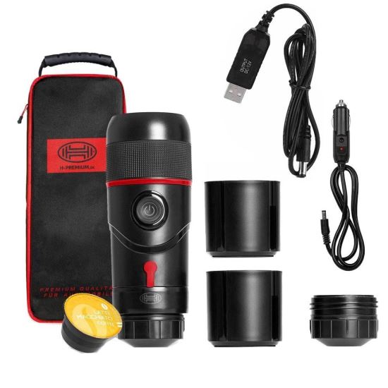 Espressor portabil premium 12V cu husa, Black Edition Espresso Go, 543.01 Heyner