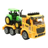 Camion galben cu detalii autentice de tip trailer pe baterii impreuna cu tractor verde de jucarie  cr23g DISCR23G   
