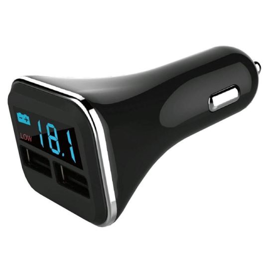 Incarcator auto 2 USB 12/24V, 4.2A 2x1A, cu voltmetru Denis, 42976 CarCo