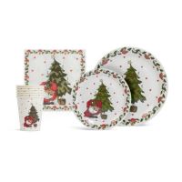 Set de unica folosinta 12 farfurii, 6 pahare, 20 servetele, de Craciun Family Pound 58224b